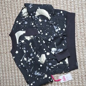 Justice Sport Mockneck Sweater Paint Splatter XL 16 / 18 Sweatshirt Top